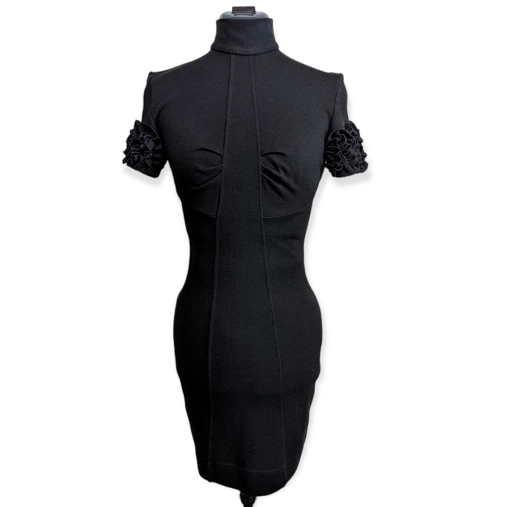 Dolce & Gabbana Black Mock Ruffle Sleeve Cocktail Dress